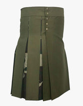 WOODLAND CAMO AND OLIVE GREEN HYBRID KILT - Scottish Kilt Jacket™ USA-UK